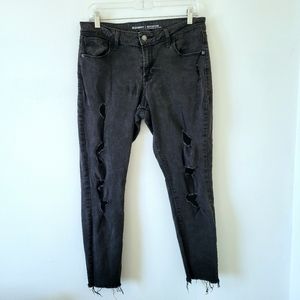 Distressed Black high rise jeans